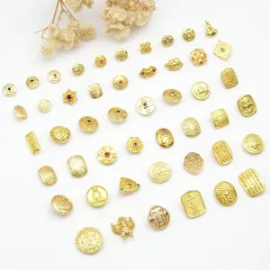Antikes Gold Nagelkunst Charms DIY Zubehör traditionelle Glück Buddha Münze Metall Ornamente