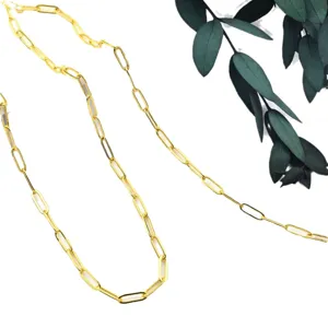 Cadena de clip chapada en oro de 14k componentes de joyería DIY para collares y pulseras.