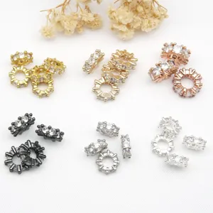 Brass Rhinestone Spacer Beads Large Hole Crystal Wheel Rondelle Beads For DIY Bracelet Jewelry Making Accessories