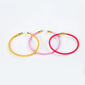 Adjustable braided rope bracelet with metal ends, colorful charm jewelry for women and girls wear.