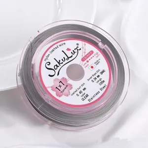 Stainless steel nylon coated beading wire spool 1x7 strands 0.40mm clear jewelry making