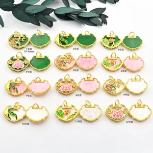 Chinese ruyi lock pendant detail view, traditional enamel metal craft DIY charm accessory for necklace.