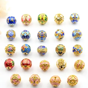 10mm cuentas huecas cloisonne diy cuentas espaciadoras esmaltadas coloridas para pulsera collar