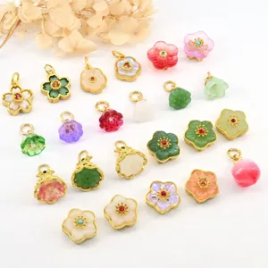 DIY flower charm pendant for bracelet necklace jewelry making, mixed color floral beads.