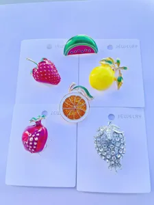 Cute enamel fruit alloy brooch pins set for women fashion clothing accessories decoration chic style