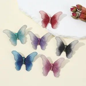 Vintage Embroidered Butterfly Brooch Fabric Mesh Animal Pins Elegant Apparel Clothing Hat Bag Decorative Badge For Women