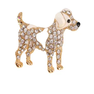 Jolie broche chiot en strass cristal pour femmes hommes accessoires de vêtements.