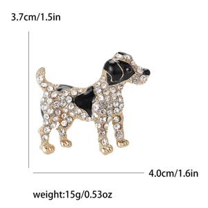 Jolie broche chiot en alliage et strass pour femmes et hommes, bijoux de mode animal.