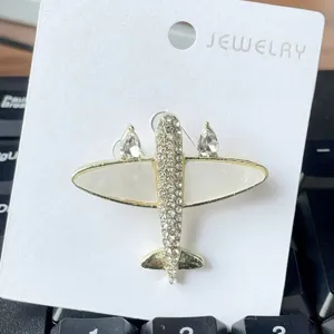 Elegant airplane rhinestone alloy brooch pin fashion creative corsage jewelry gift