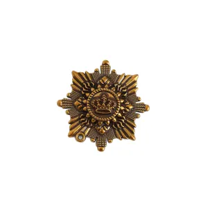 Spilla Con Corona Stella Sole In Lega Di Bronzo Antico Retro Risvolto Accessorio Vestito