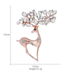Squisita spilla cervo di cristallo da donna, elegante spilla animale in strass lega.