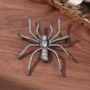 Vintage rhinestone spider brooch pin for women sparkling crystal insect clothing accessories