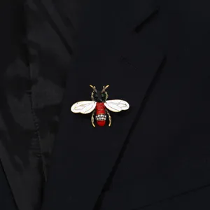 Vintage crystal bee brooch luxury designer style insect lapel pin elegant women jewelry