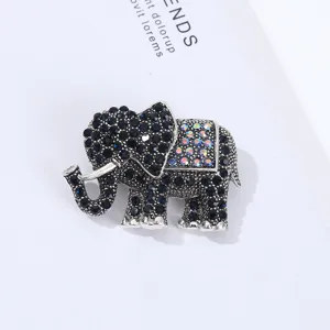 Rhinestone elephant brooch vintage crystal animal pin fashion jewelry accessory sparkly gift item