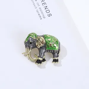 Chic rhinestone elephant brooch alloy animal pin fashion unisex decorative accessory detail
