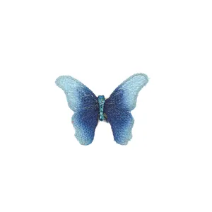 Stunning blue embroidered butterfly brooch, elegant fabric pin accessory for women, retro style.