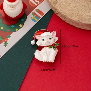 Kerst kat geëmailleerde broche legering schattige dierenspeld mode sieraden voor vrouwen