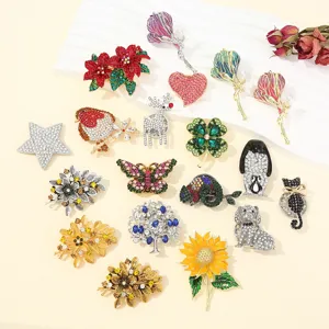 Magnetische Broche Strass Legering Bloem Dier Vorm Hijab Speld Sterke Magneet Sjaal Gesp Zonder Naaien Mode Accessoires