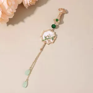 Pendentif broche en métal de style chinois avec bambou pour décoration de robe cheongsam.