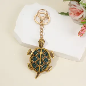 Cute rhinestone turtle keychain alloy animal bag pendant for car keys and women accessories