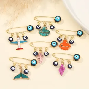 Broche Épinglette de Sûreté Œil Maléfique Mode Européenne Broches Breloques Avion Marine en Émail Épingles Col Vêtements pour Enfants Femmes Bijoux Cadeau