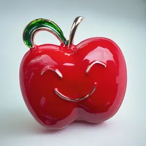 Alloy Cute Smile Apple Brooch Pin Anti-Exposure Fruit Shape Enamel Brooch For Women Fashion Clothing Accessories Gift
