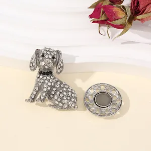 Strass hond magnetische broche sprankelend kristal schattige pup mode accessoire kleding decor