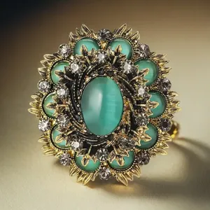 Vintage Barock grüne Katzenauge Brosche Kristall Strass Statement Pin elegante Schmuckgeschenke
