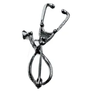 Creative stethoscope brooch pin, metal medical doctor nurse badge jewelry accessory for clothing.