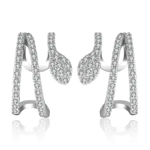 Sparkling crystal pavé snake ear cuffs, elegant non-pierced clip earrings for modern women.
