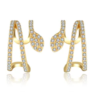 Cross-border hot-selling full-diamond snake ear cuff, non-pierced high-end fashion women earrings.
