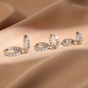 Koreaanse stijl zilverkleurige zirkonia kleine creolen oorbellen delicate sieraden