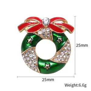 Weihnachtskranz Brosche Kristall Emailliert Anstecknadel Festlich Anzug Kragen Abzeichen Neu