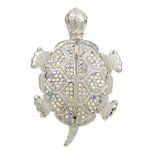 Silver rhinestone turtle brooch and pendant sparkling crystal animal pin for fashion style