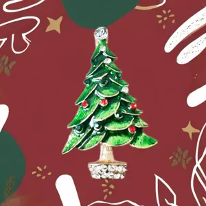 Vintage Christmas Tree Brooch Alloy Rhinestone Enamel Christmas Tree Pin For Women Party Gift Holiday Costume Jewelry