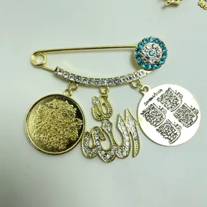 Turkish evil eye Allah brooch pin rhinestone metallic fashion jewelry gift accessory