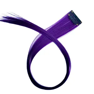 Extension per capelli viola liscia sintetica con clip per donna uso quotidiano 1 pz