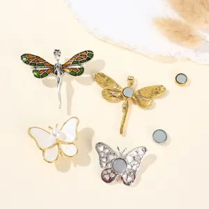 Charming magnetic brooch pins set featuring cute dragonfly and butterfly designs for scarves.