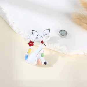 Cute cat magnetic brooch enamel pin scarf buckle fashion accessory for women and daily wear