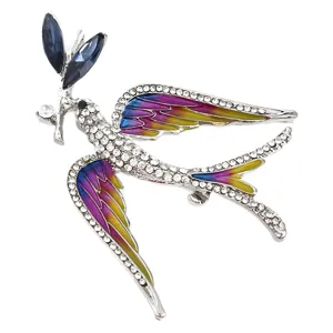 Vintage colorful enamel rhinestone swallow bird brooch pin for women clothing accessories