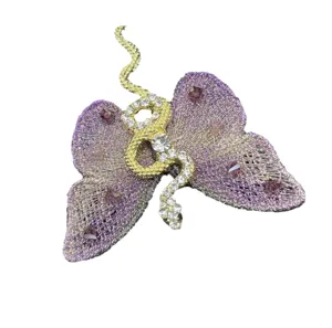 Elegant butterfly snake brooch gold plated rhinestone crystal embroidered fashion jewelry pin main