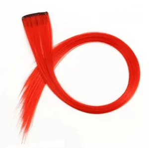 Ciocca di extension per capelli rossa con clip, fibra sintetica opaca alta temperatura.