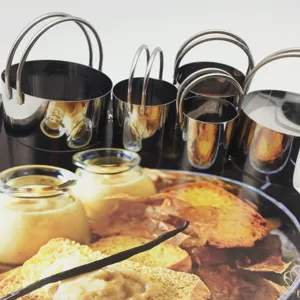 Set de 5 emporte-pièces cercles à mousse en acier inoxydable avec poignée de cuisson