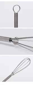 Stainless steel mini spring whisk, kitchen hand egg beater tool for baking and cooking.
