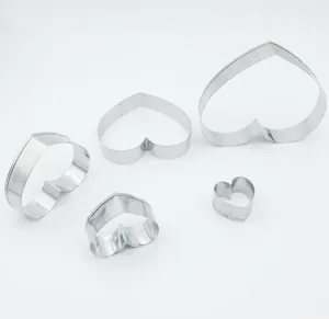 Stainless steel heart cookie cutter 5 piece set metal pastry mold kitchen baking tool