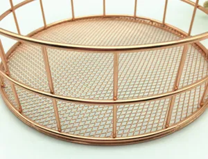 Roségoldener Metalldraht Aufbewahrungskorb runde Netz Desktop Organizer Schale Büro.