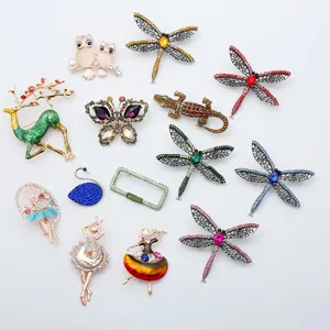 Cute Cartoon Animal Alloy Brooch Rhinestone Enamel Pin Trendy Colorful Badge Pins Jewelry Accessories For Clothing Collar Decoration