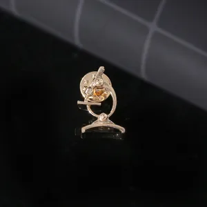 Gold microscope lapel pin brooch, cute science jewelry badge accessory for lab fans.