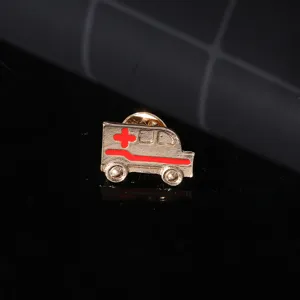 Cute ambulance enamel lapel pin, creative metal brooch badge for clothes, bags, or hats.