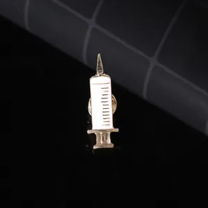 Creative syringe enamel pin fashion medical theme metal brooch for creative clothing backpack